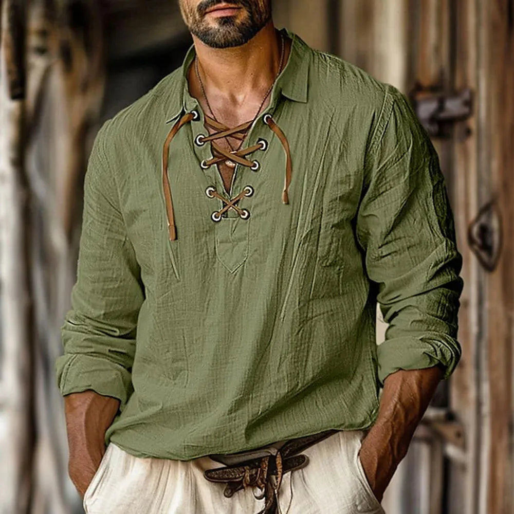 European-and-American-Men's-New-Lapel-Loose-Shirt-Men's-Shirt-Linen-Shirt-Viking-Style-Pirate-Shirt-Summer-Beach-Shirt