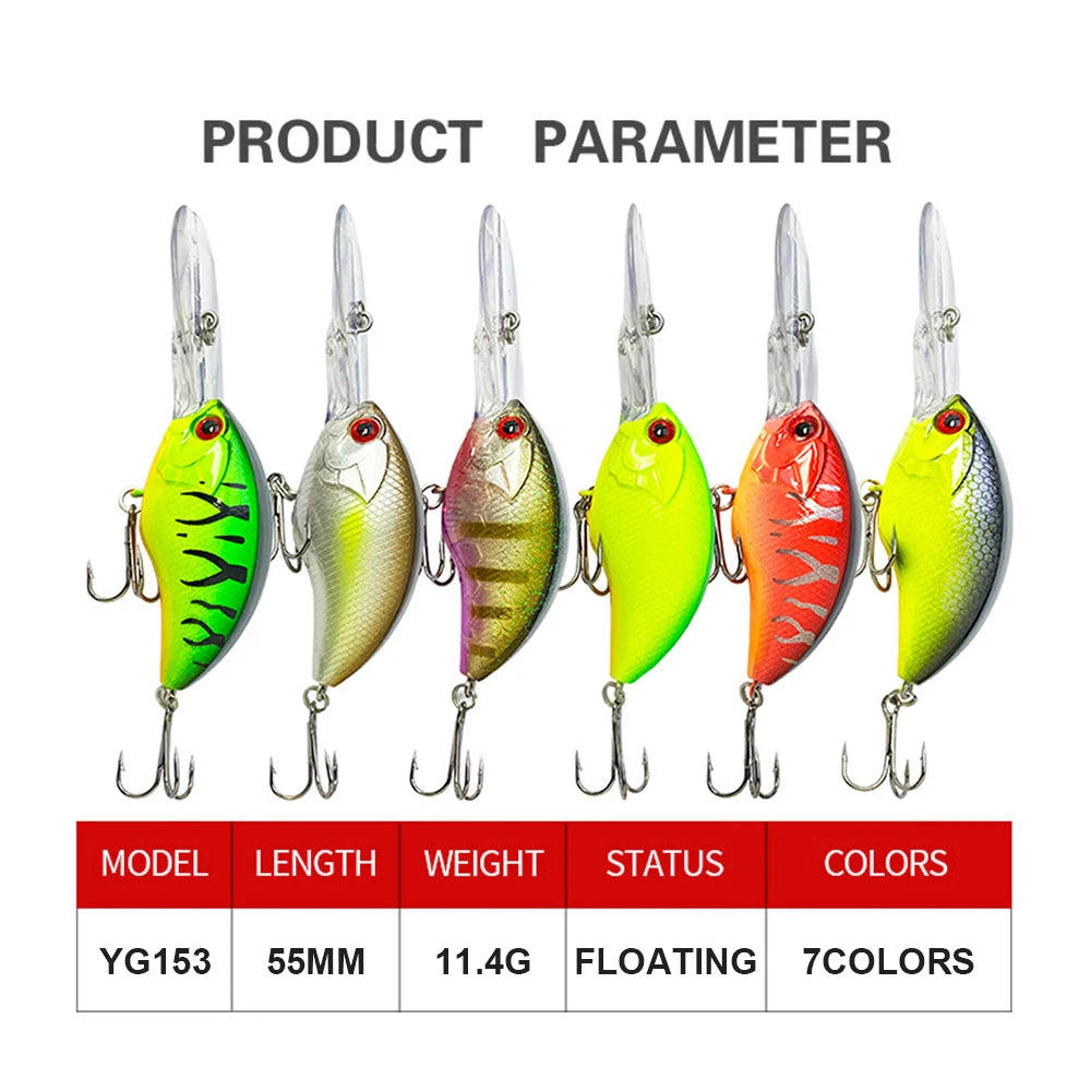 5.5cm 11.4g Fishing Lures Floating Crankbait Wobbler Long Lips Artificial Hard Bait Jerkbait Fishing Accessories for Bass YG153