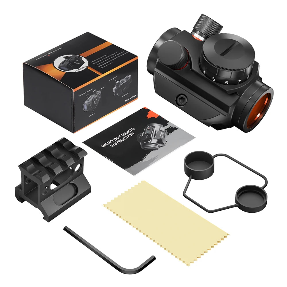Tactical Red Dot Sight Reflex Optics 2 MOA Precision Compact Sight with High Profile Mount for 20mm Picatinny Rail