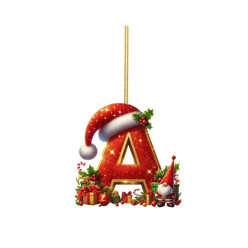 Christmas 26 Letters Ornament Personalized Flat Hanging Pendant for Xmas Tree Home Holiday Festive Party Decoration