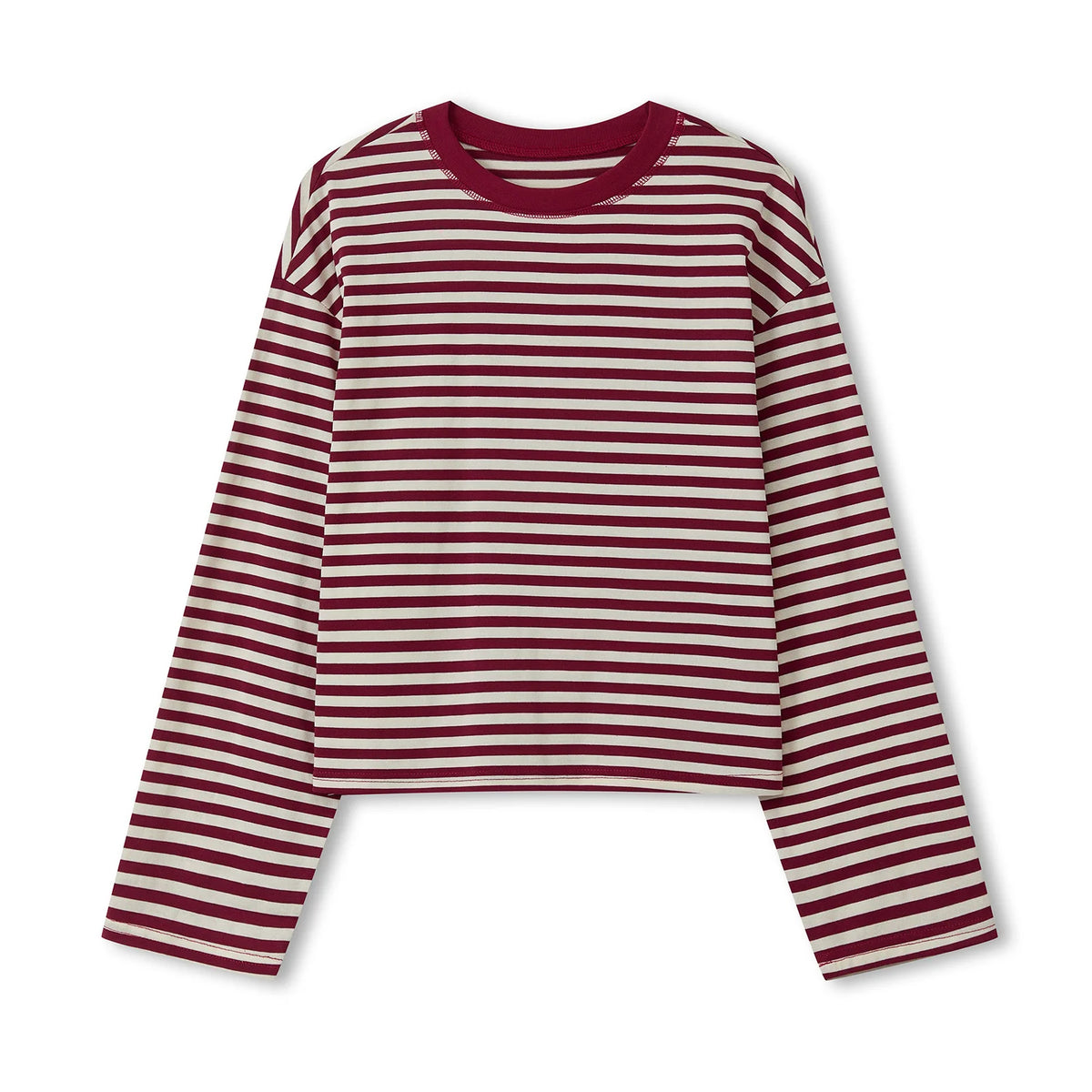 Women Long Sleeve Shirts Crew Neck Loose Sweatshirts Ladies Fall Casual Striped Top Streetwear