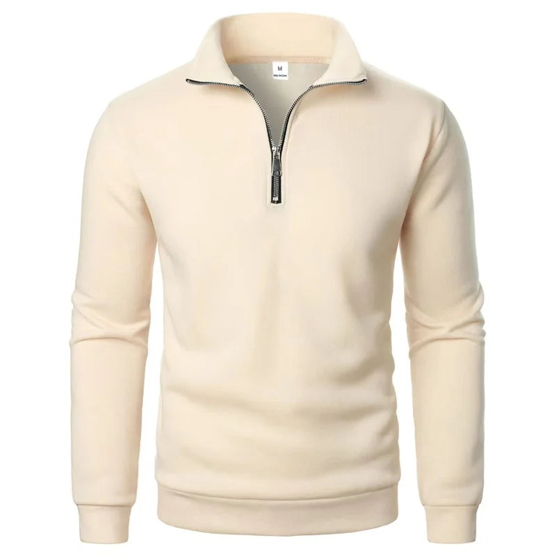 Spring Autumn New Casual Half Zipper Stand Collar Sweatshirt Trend Simple Slim Men Pullover Long Sleeve tops Men's Sweatshirt