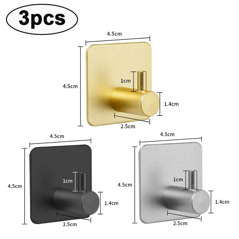 Adhesive Wall Hooks Door Key Clothes Coat Hanger Hook Bathroom Robe Towel Holder Organizer Hanging Hook Shelf Kitchen Hardware
