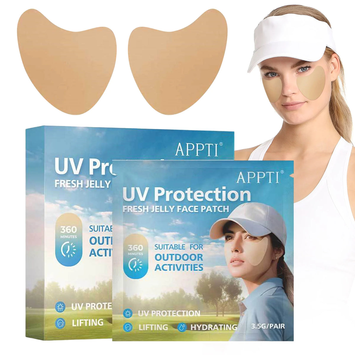 5/10 Pairs Golf Eye Patches UV Protection Hydrogel Eye Patches with UV Filter Sun Protection Eye Masks for Outdoor Lovers‌