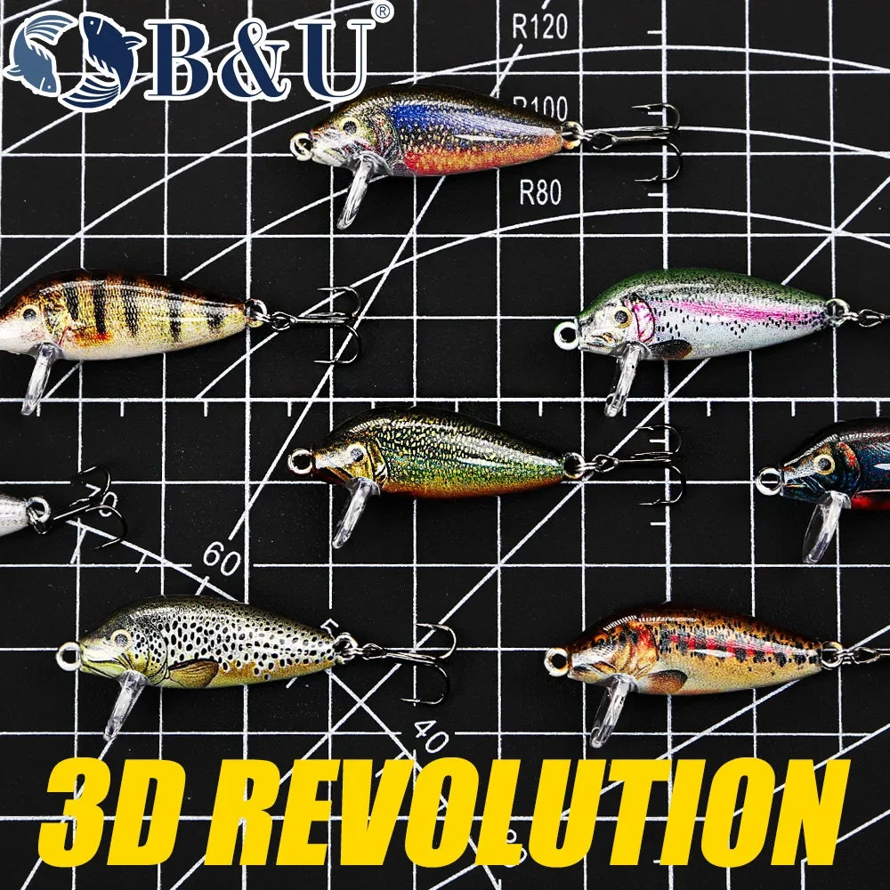 B&U 29mm Sinking Minnow Wobbling Fishing Lure Artificial Baits For Bass Perch Pike Trout Hard Bait Jerkbait Fishing Tackle