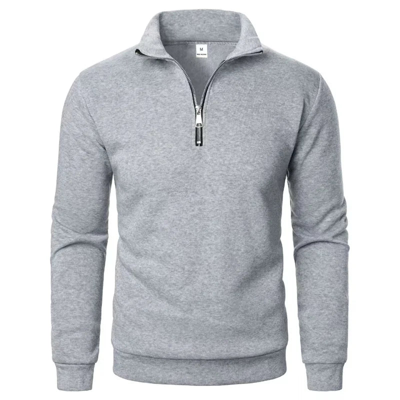 Spring Autumn New Casual Half Zipper Stand Collar Sweatshirt Trend Simple Slim Men Pullover Long Sleeve tops Men's Sweatshirt