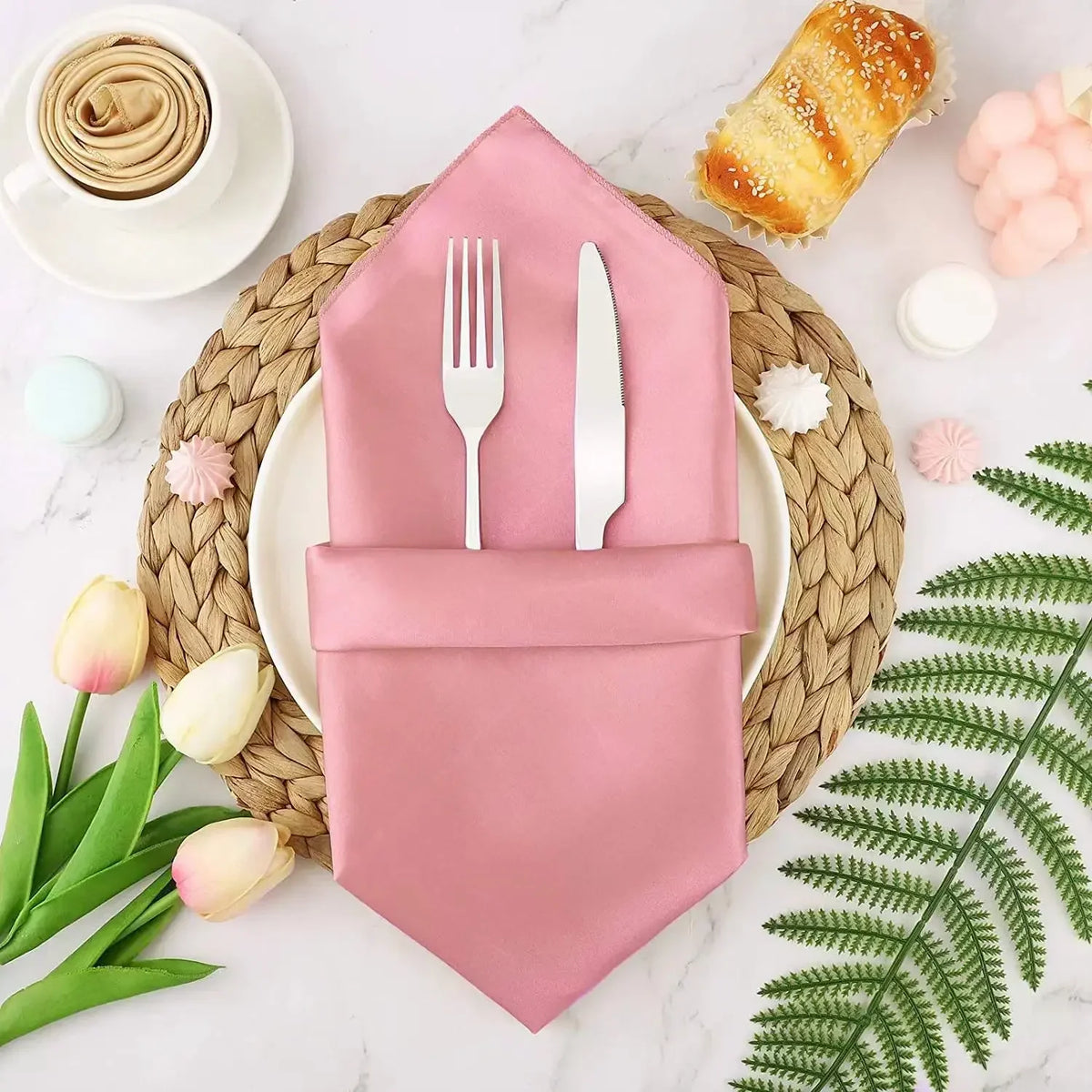 10pcs Satin Napkin 43cmX43cm Serving Table Decor Dinner Towel for Wedding Party Home Hotel Christmas Decor Table Napkins Green