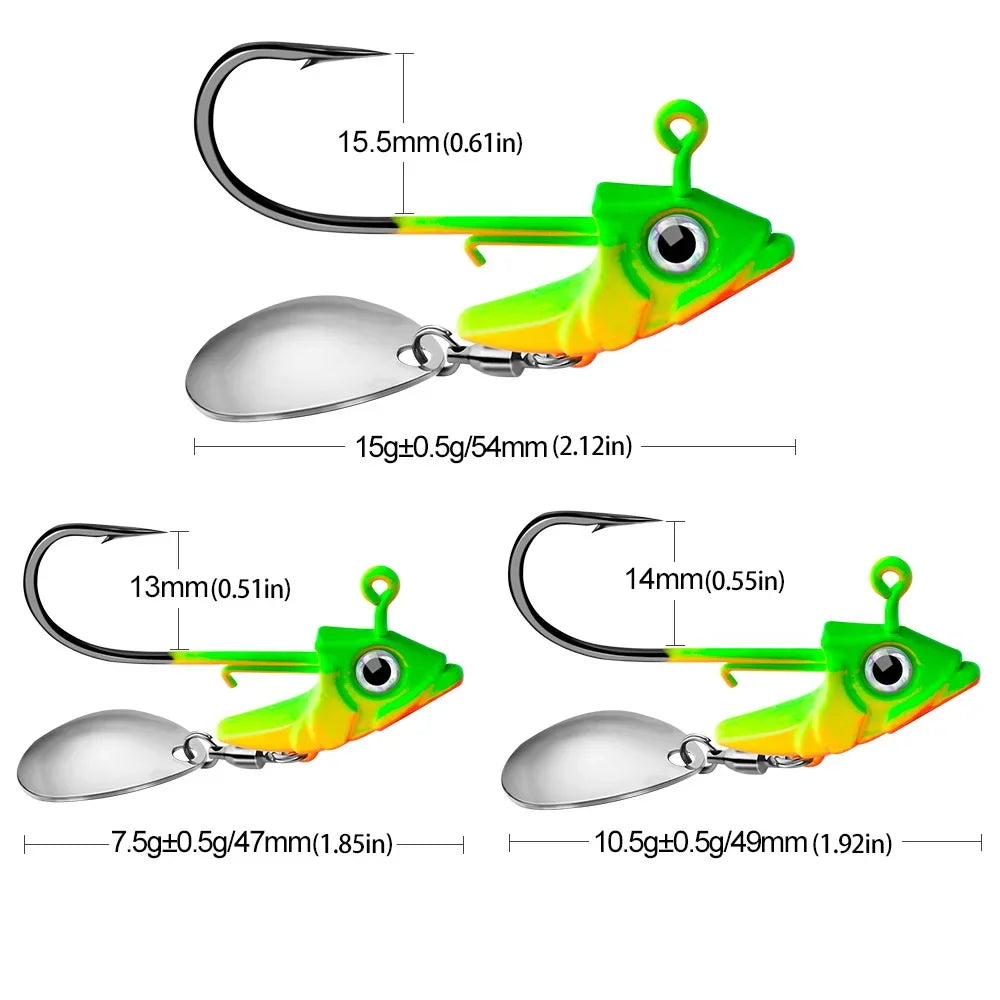 1pc Jig Head 7.5g 10.5g 15g Fishing Lures Sinking Rotating Sequin Metal Spoons Fishing Hooks Jigging Fishhook Baits Tackle