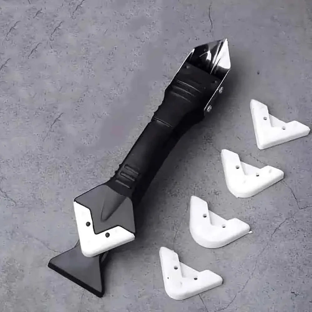 5 in 1 Silicone Scraper Squeegee Glue Remover Multi-functional Metal Head Shovel Glue Tool Spatula Caulk Window Cleaning Tools