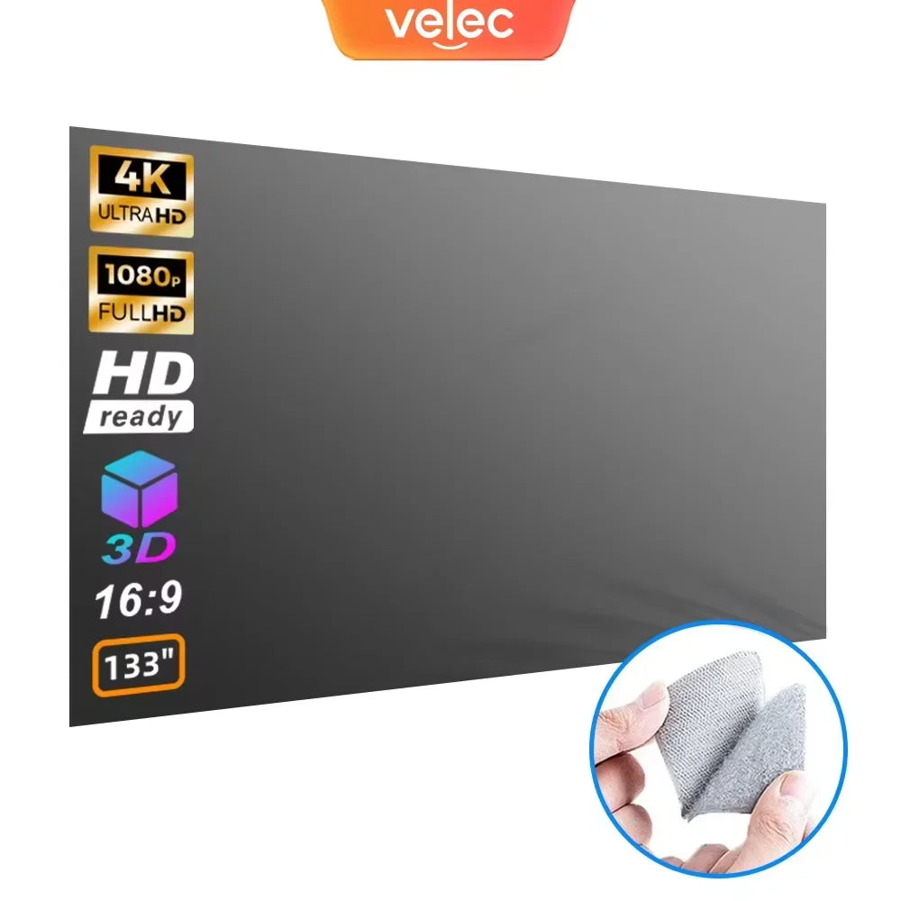 Velec Portable Anti-Light Projector Screen 60/120 Inches Wrinkle-Free Foldable Universal for Home Outdoor Office Accessories
