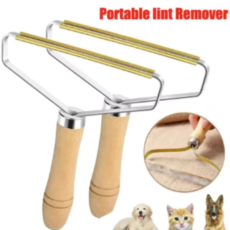 Portable Pet Hair Remover Brush - Manual Lint Shaver Scraper Cleaning Tool for Carpet Wool Coat Clothes - Lint Pellet Removal