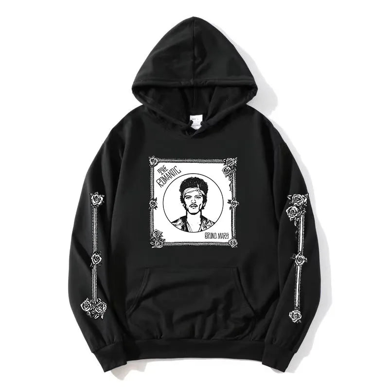 The Romantic Tour Hoodie BRUNO MARS Singer Design Sweatshirt Long Sleeve Loose Hooded Pullovers Women Men Clothing Print Merch