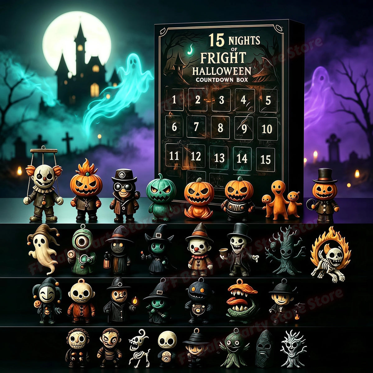 Halloween Advent Calendar 2026 31 Nights of Fright Halloween Countdown Box with 3D Mini Spooky Figurines Halloween Party Gift