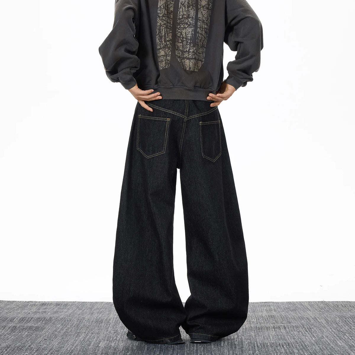 Baggy Jeans Man Pants Y2k Jeans Relaxed Fit Denim Trousers  Edge Wide Leg Cargo Pants Slant Closure Casual Fashion