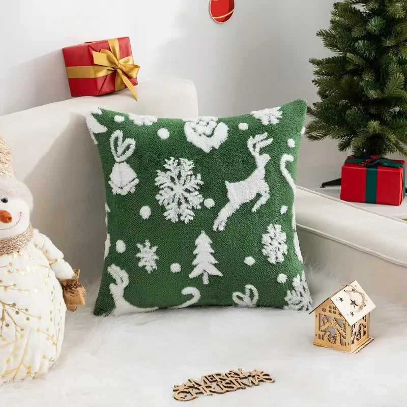 1pc 3D Christmas Pillow Covers, imitation reindeer, 3D Christmas tree, snowflakes, stars, little bell pattern pillowcase cover
