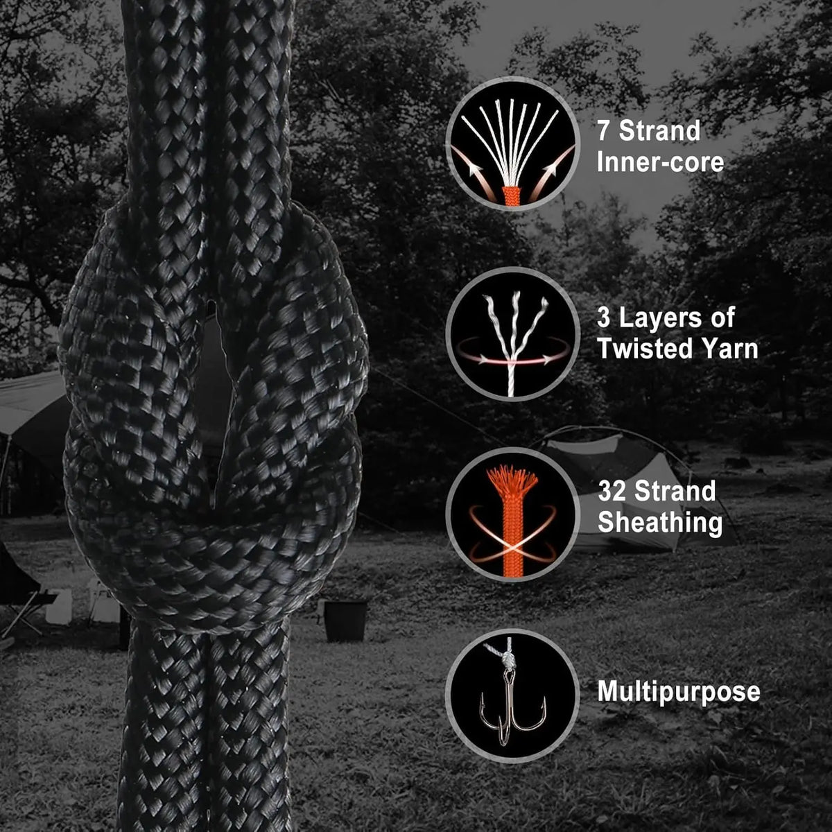 7 Strand 4mm Paracord Rope 550 Military Tactical Parachute Cord for Camping Survival Tent Lanyard DIY Bracelet Weaving Accessori