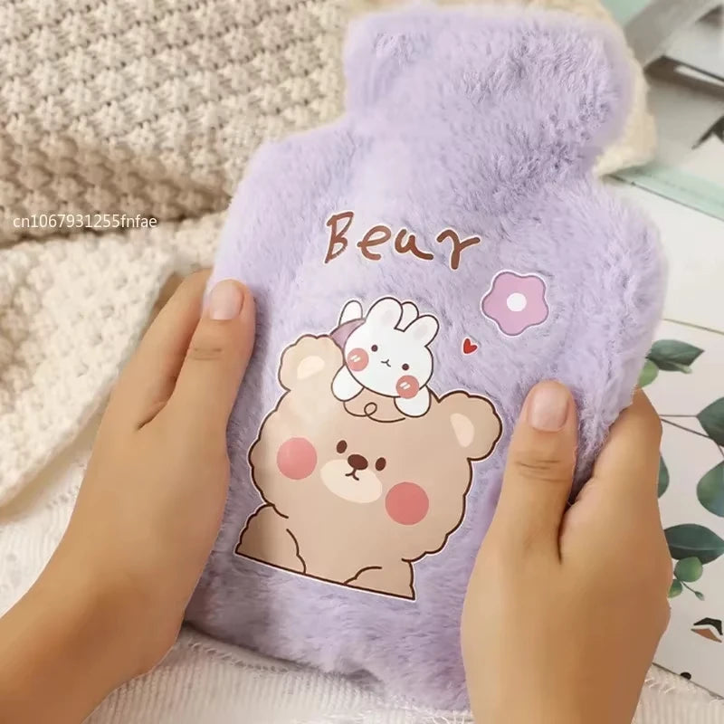 Cartoon Warm Hot Water Bottle Bag Girl Warm Belly Warmer Filled Mini Explosion-proof Portable Winter Reusable Hand Warmer