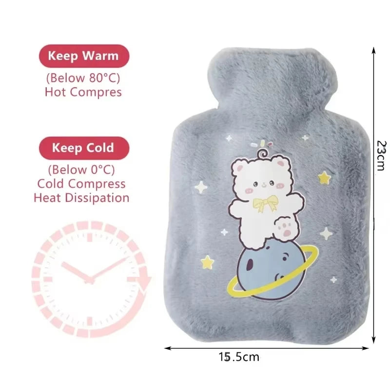 Cartoon Warm Hot Water Bottle Bag Girl Warm Belly Warmer Filled Mini Explosion-proof Portable Winter Reusable Hand Warmer