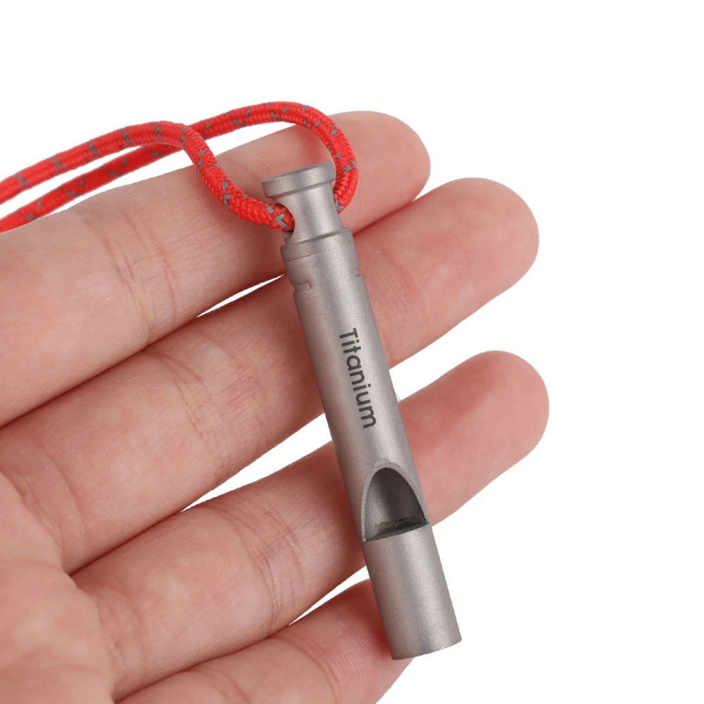 Camping Emergency Titanium Whistle Loud Portable Keychain Necklace Whistle EDC Keyring Outdoor Emergency Survival Tool Hiking