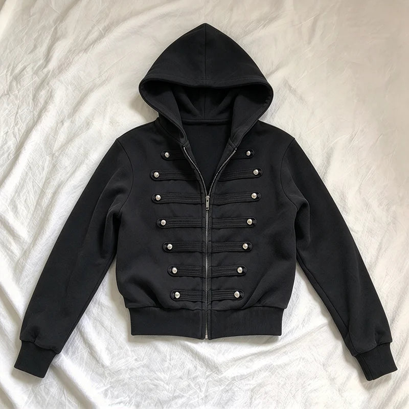 Zipper Hoodie New Retro Street Fashion Checkered Spicy Girl Y2K Classic Gothic Punk Sweet Girl Hoodie
