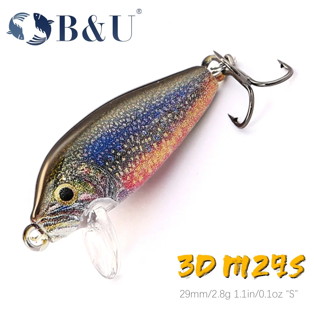B&U 29mm Sinking Minnow Wobbling Fishing Lure Artificial Baits For Bass Perch Pike Trout Hard Bait Jerkbait Fishing Tackle