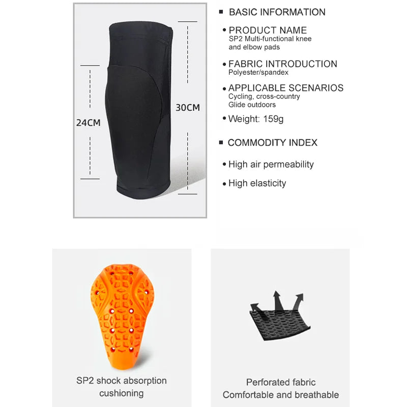 MOON-SP2 Mountain Bike Knee and Elbow Protective Gear,Cycling Outdoor Sport Protection Breathable Shock Absorption,