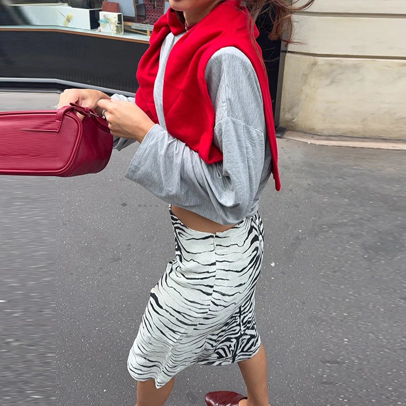 Fashion Zebra Print Women's Skirt High Waist Straight Loose Skirt Chic 2026 Spring Summer New Street Daily Wear Ladies Clothing