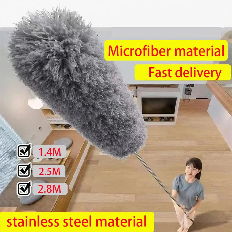 Dust Brush With Extension Pole Reusable Microfiber Duster Retractable Car Furniture Gap Cleaning Brush Household Cleaning Tools