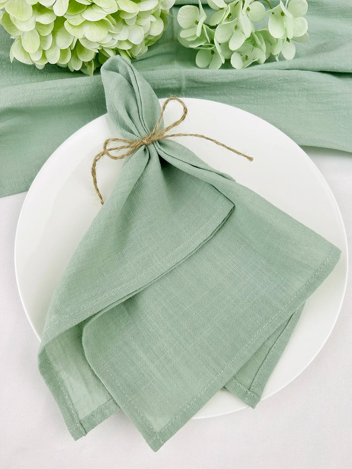 Wholesale 30pcs 30x45cm 100% Cotton Sage Green Napkin Reusable Wedding Party Christmas Table Decor Retro Napkins
