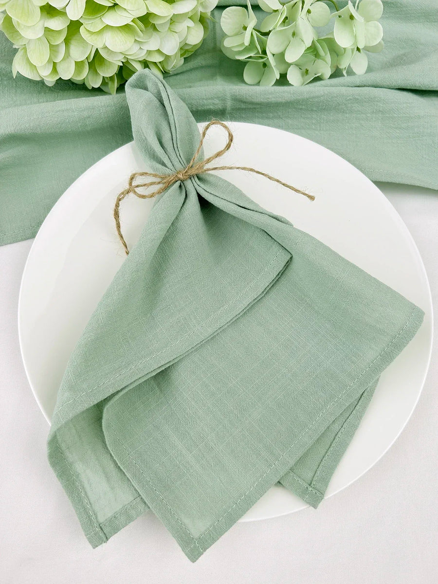 Wholesale 30pcs 30x45cm 100% Cotton Sage Green Napkin Reusable Wedding Party Christmas Table Decor Retro Napkins