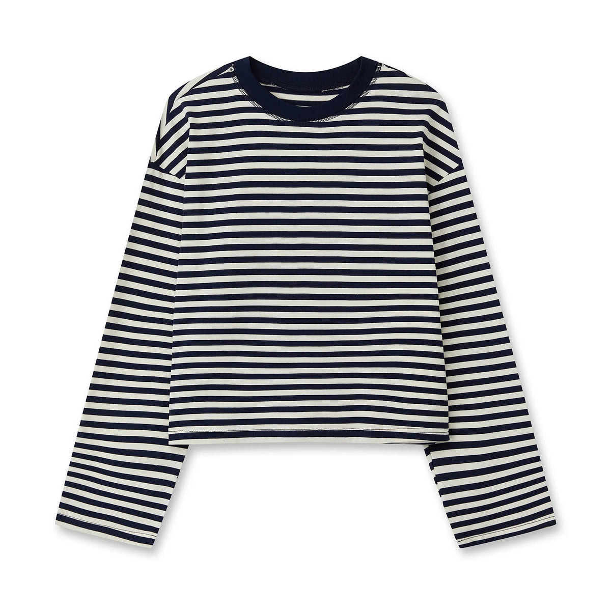 Women Long Sleeve Shirts Crew Neck Loose Sweatshirts Ladies Fall Casual Striped Top Streetwear