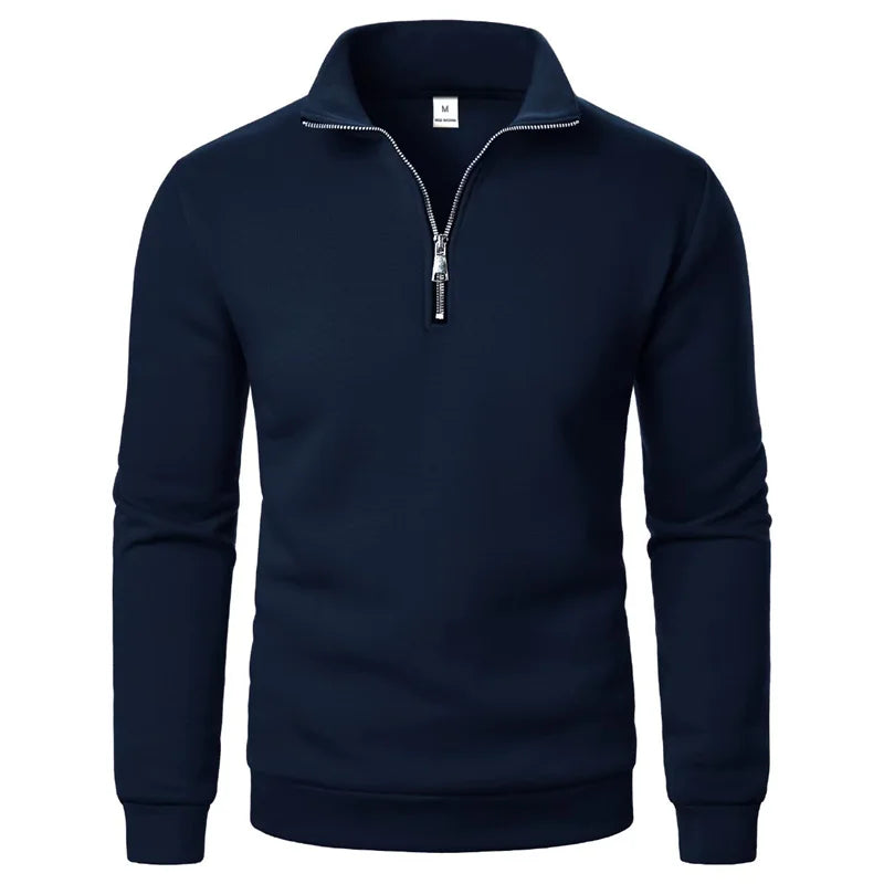 Spring Autumn New Casual Half Zipper Stand Collar Sweatshirt Trend Simple Slim Men Pullover Long Sleeve tops Men's Sweatshirt
