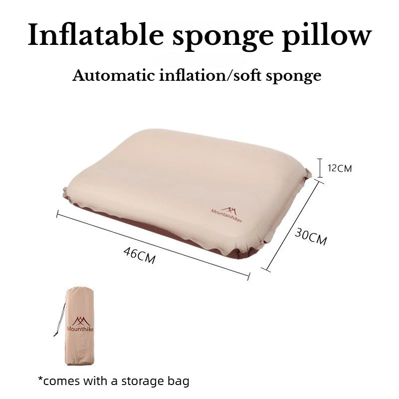 MOUNTAINHIKER Camping Pillow Portable Self Inflating Sleeping Pillow Ultralight Sponge Compact Pillow Outdoor Travel Neck Pillow