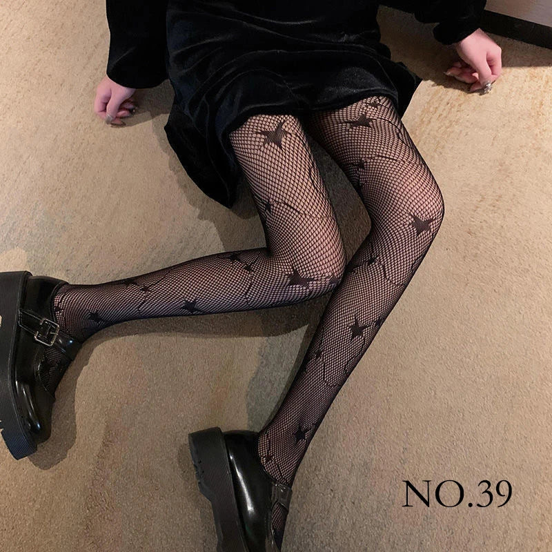 Woman Girls Fashion Punk Gothic  Fishnet Stockings Snake Skull Striped Mesh Tights Panties Lolita Plus Size Pantyhose Leggings