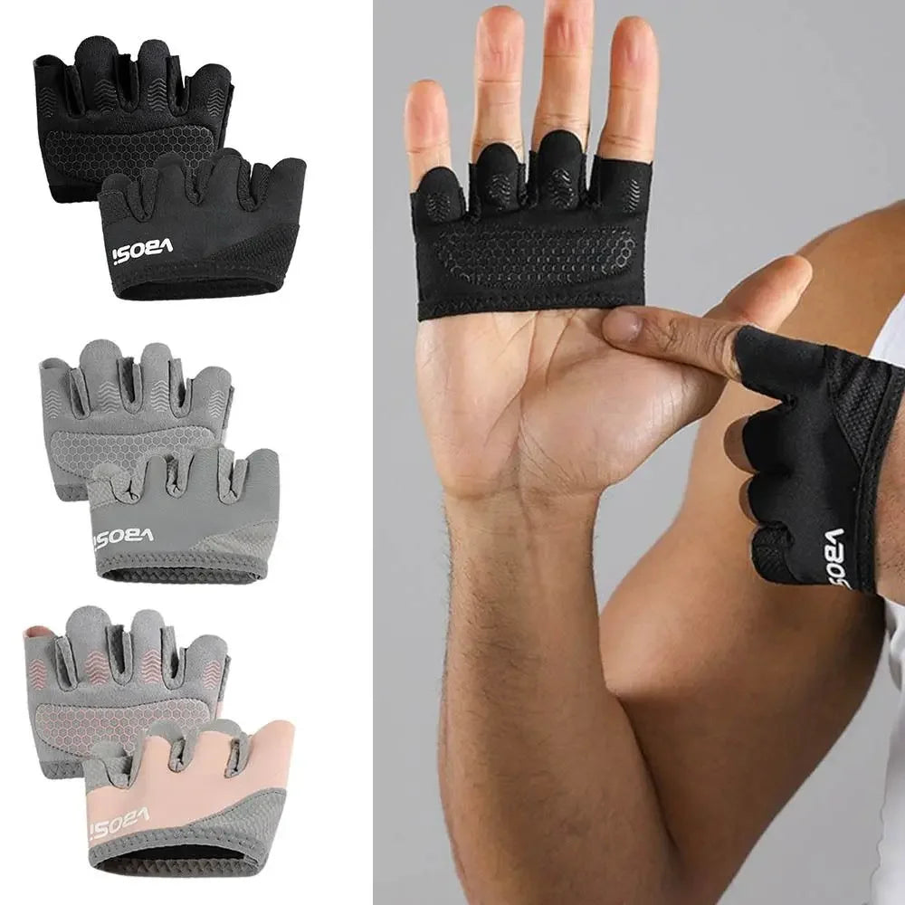 1 Pair Anti-Slip Gym Half Finger Gloves Weight Lifting Grips Anti-callus Palm Protection Yoga Sports Gymnastics Grips Workout