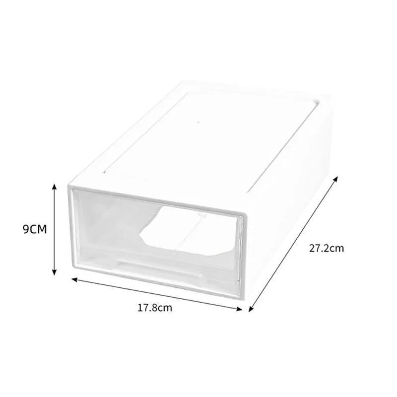 Stackable Clear Plastic Drawer Organizer, Dustproof Desktop Storage Box for Office, Makeup & Stationery, Space-Saving