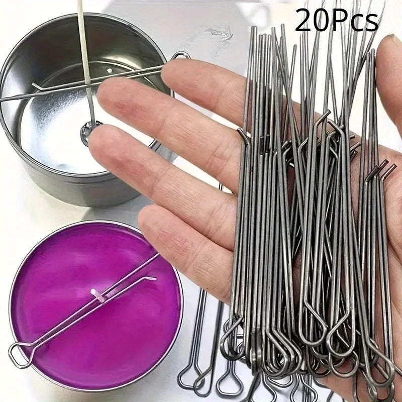 Main 20Pcs/Lot Candle Wick Holders Candle Wick Fixer Cotton Wick Fixed Iron Clip Stabiliser DIY Candles Making Device Tool Accessories