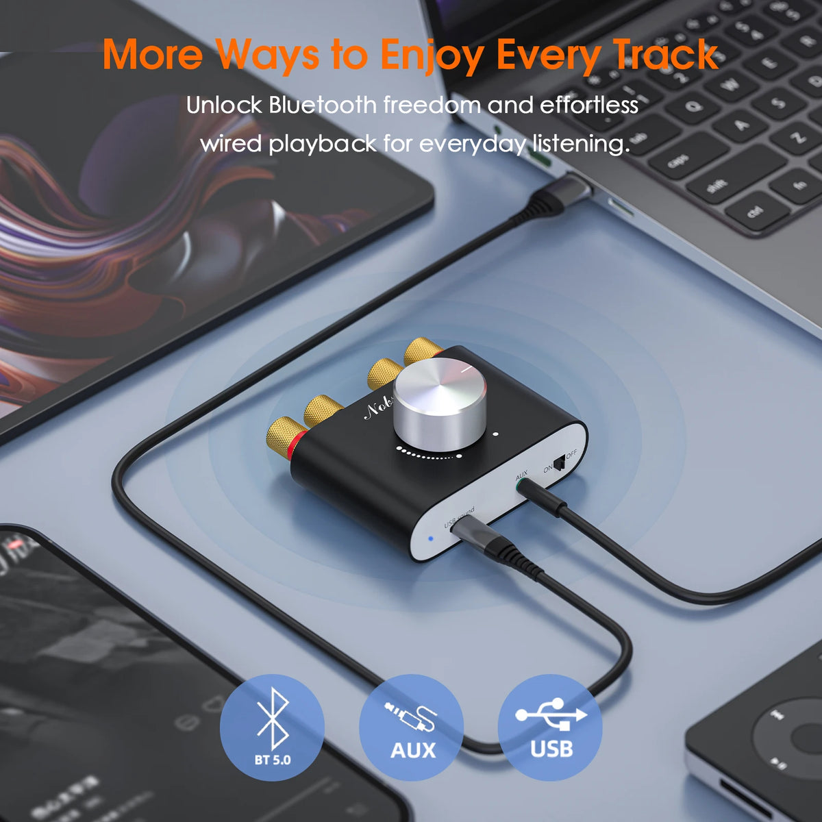 Nobsound Mini Bluetooth 5.0 TPA3116 Digital Amplifier Hifi Stereo Audio Receiver Power Amp 50W+50W Car Sound Amplifiers