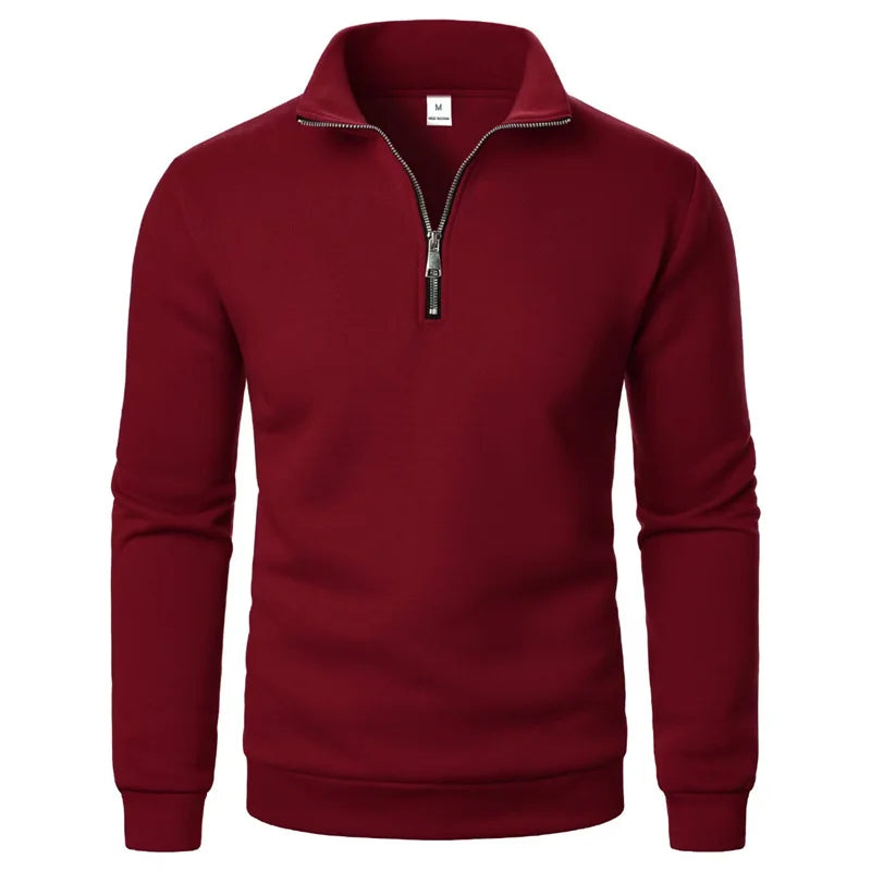 Spring Autumn New Casual Half Zipper Stand Collar Sweatshirt Trend Simple Slim Men Pullover Long Sleeve tops Men's Sweatshirt