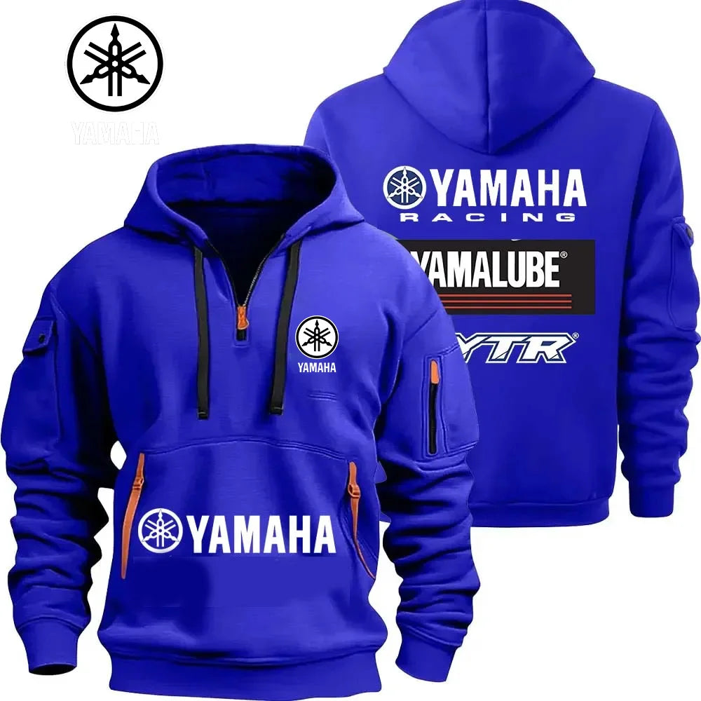 Yamaha YamaLube Logo Motorcycle Racing Team Men Half Zipper Hoodie Spring Male Sweatshirt Fashion Sports Men's Pullover Clothes