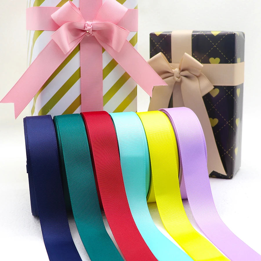 Solid Color Grosgrain 1-1/2" 38MM/25MM 10Yards Ribbons For Hair Bows/ Gift Packaging DIY Christmas Decor Materials YM18010109