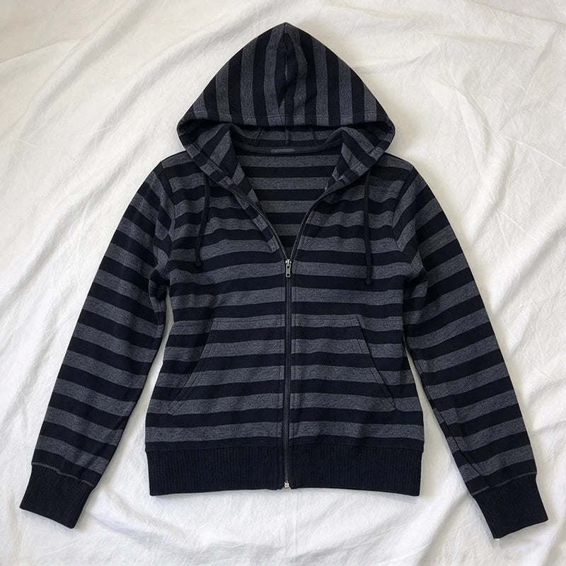 Zipper Hoodie New Retro Street Fashion Checkered Spicy Girl Y2K Classic Gothic Punk Sweet Girl Hoodie
