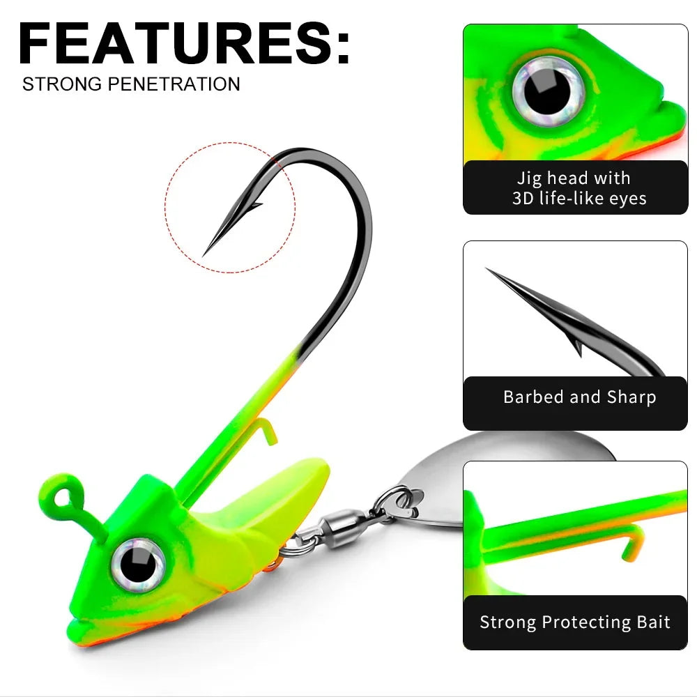 1pc Jig Head 7.5g 10.5g 15g Fishing Lures Sinking Rotating Sequin Metal Spoons Fishing Hooks Jigging Fishhook Baits Tackle
